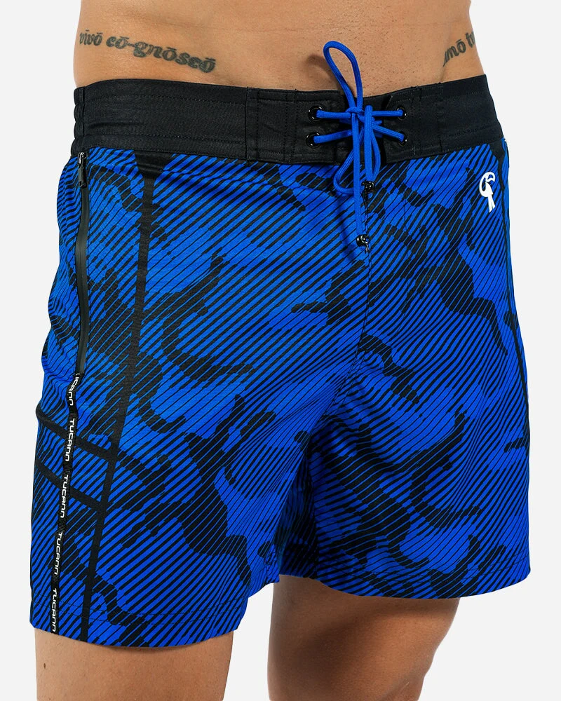 Striped Camo Blue - 5 Inch Swim Shorts - Image 10