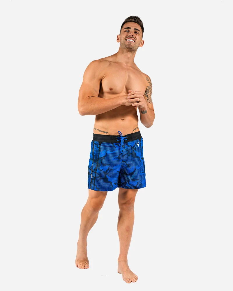 Striped Camo Blue - 5 Inch Swim Shorts - Image 11