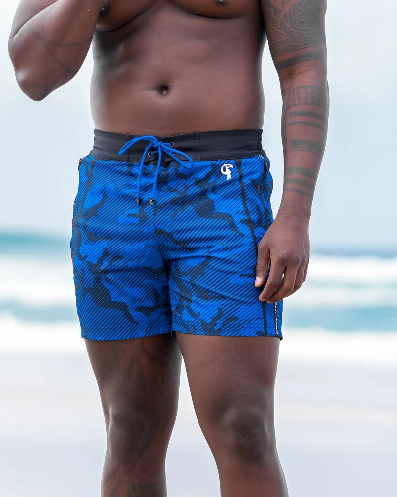 Striped Camo Blue - 5 Inch Swim Shorts - Image 6