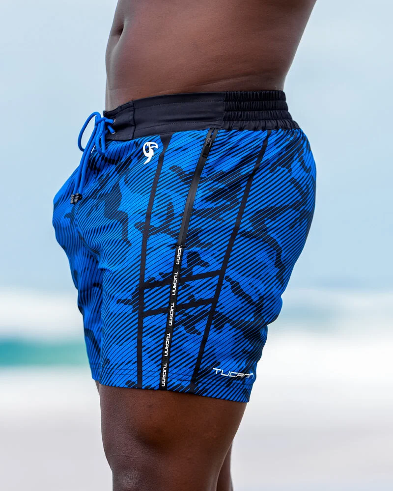 Striped Camo Blue - 5 Inch Swim Shorts - Image 7