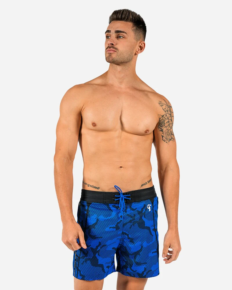 Striped Camo Blue - 5 Inch Swim Shorts - Image 9