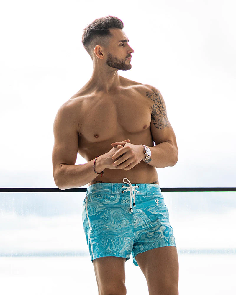 Blue Swirl - 3 Inch Swim Trunks - Image 4