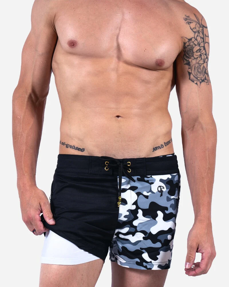 Split Camo Black - 3 Inch Swim Shorts - Image 7