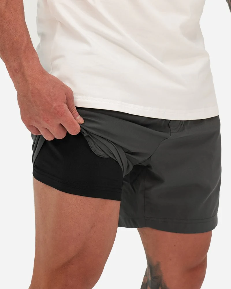 Hybrid Active Shorts - Grey - Image 4