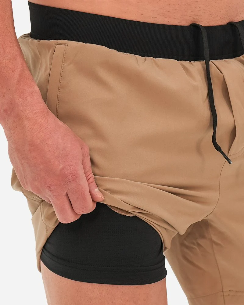 Hybrid Active Shorts - Tan - Image 5