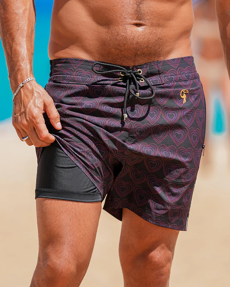 Lovestruck Swim Trunks - Noir - 5" - Image 4
