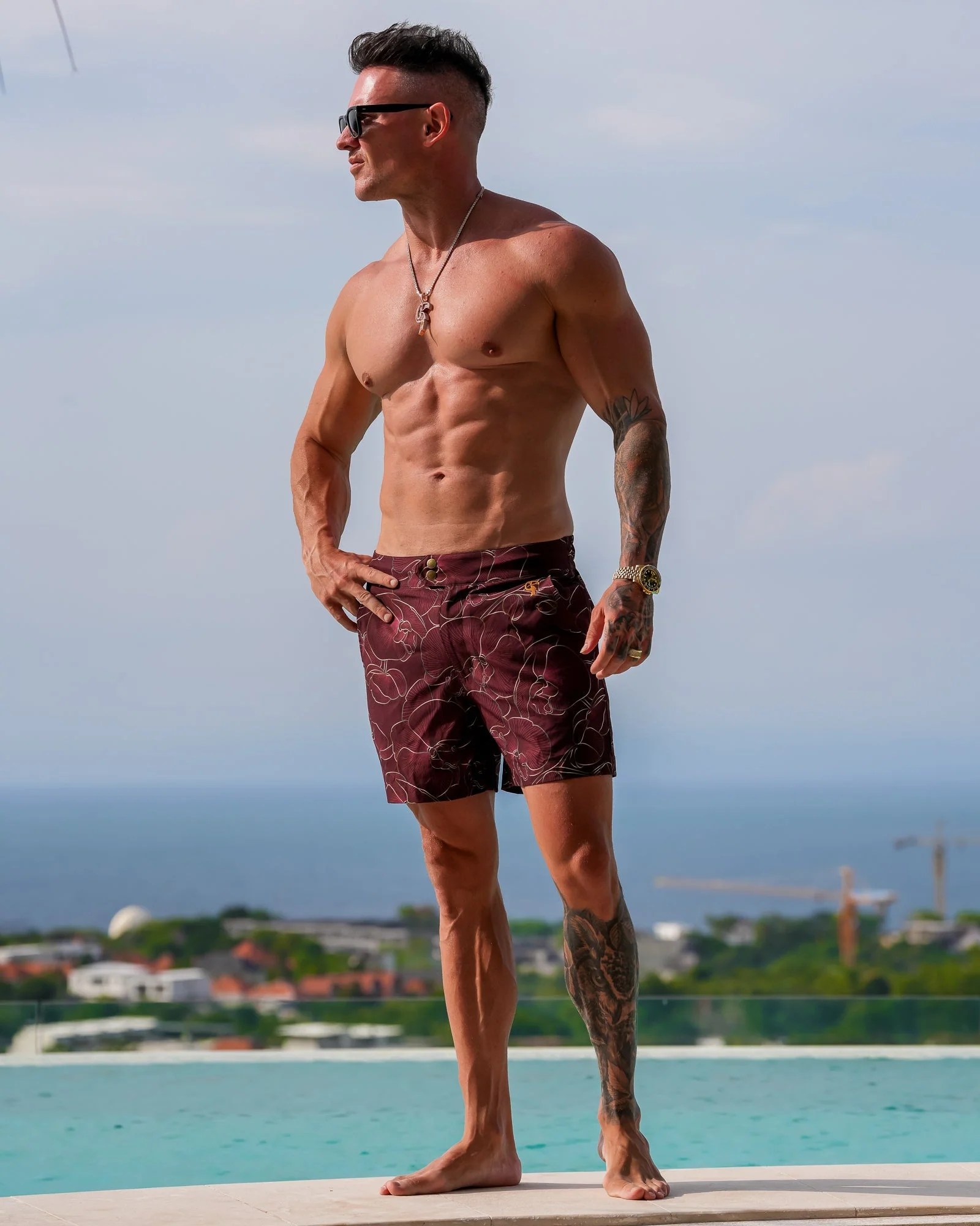 Luxe Orchid  Shorts - Merlot - Image 5