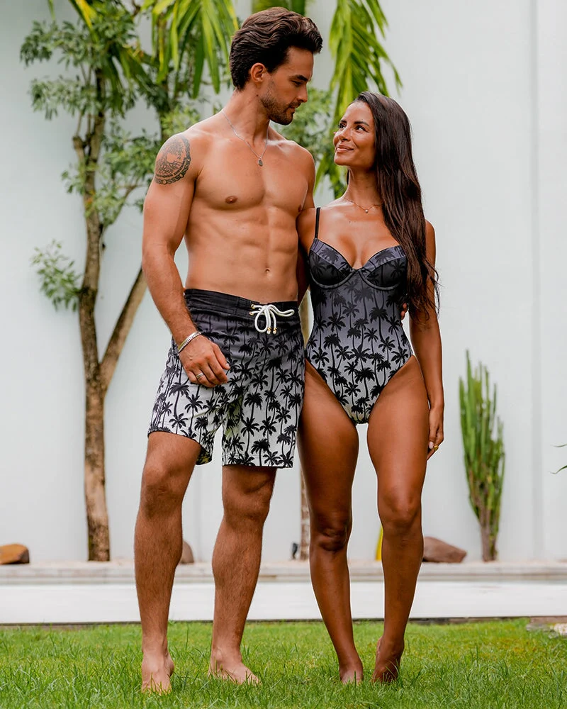 One Piece Bikini-Faded Palms-Onyx - Image 6