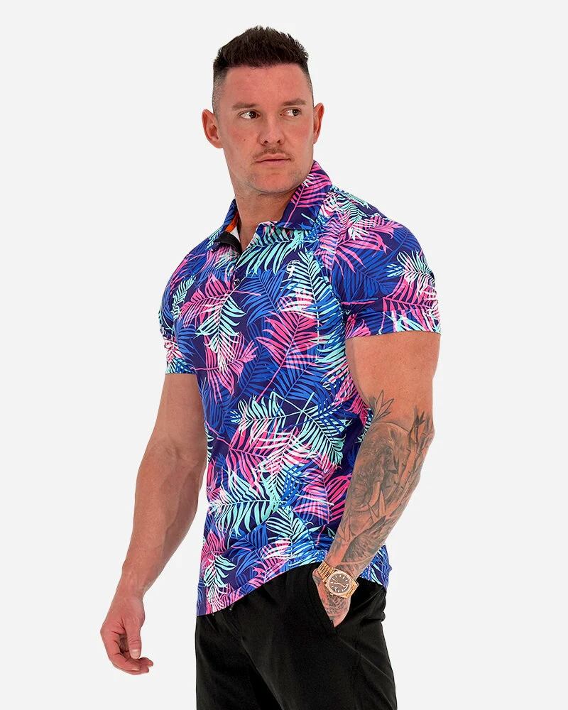 Pink and Blue Palms Polo - Image 10