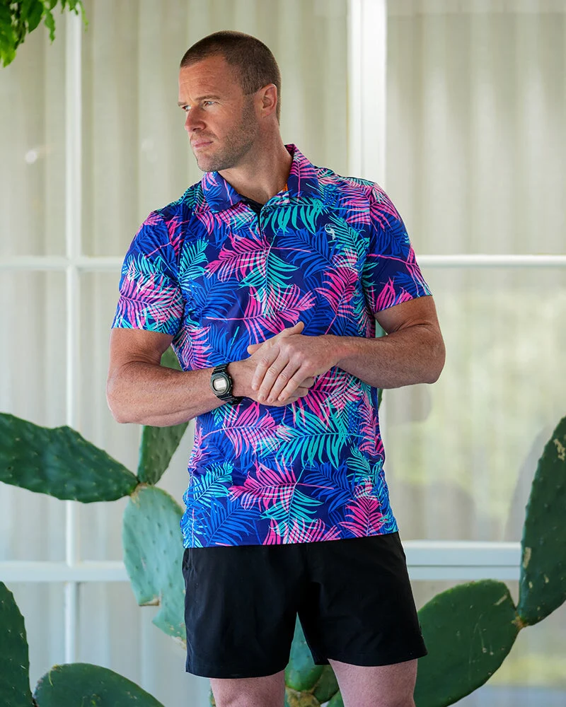 Pink and Blue Palms Polo - Image 11