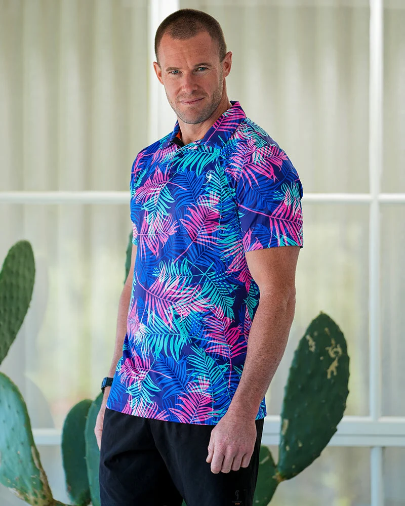 Pink and Blue Palms Polo - Image 12