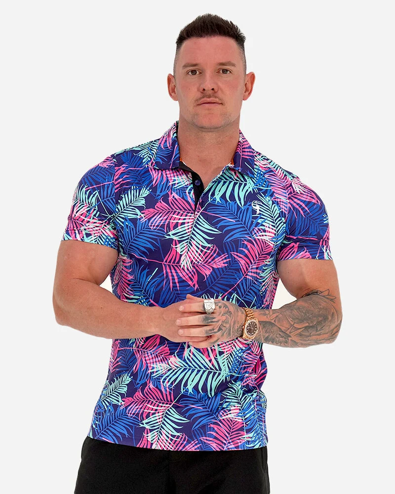 Pink and Blue Palms Polo - Image 3