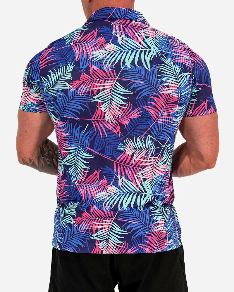 Pink and Blue Palms Polo - Image 4