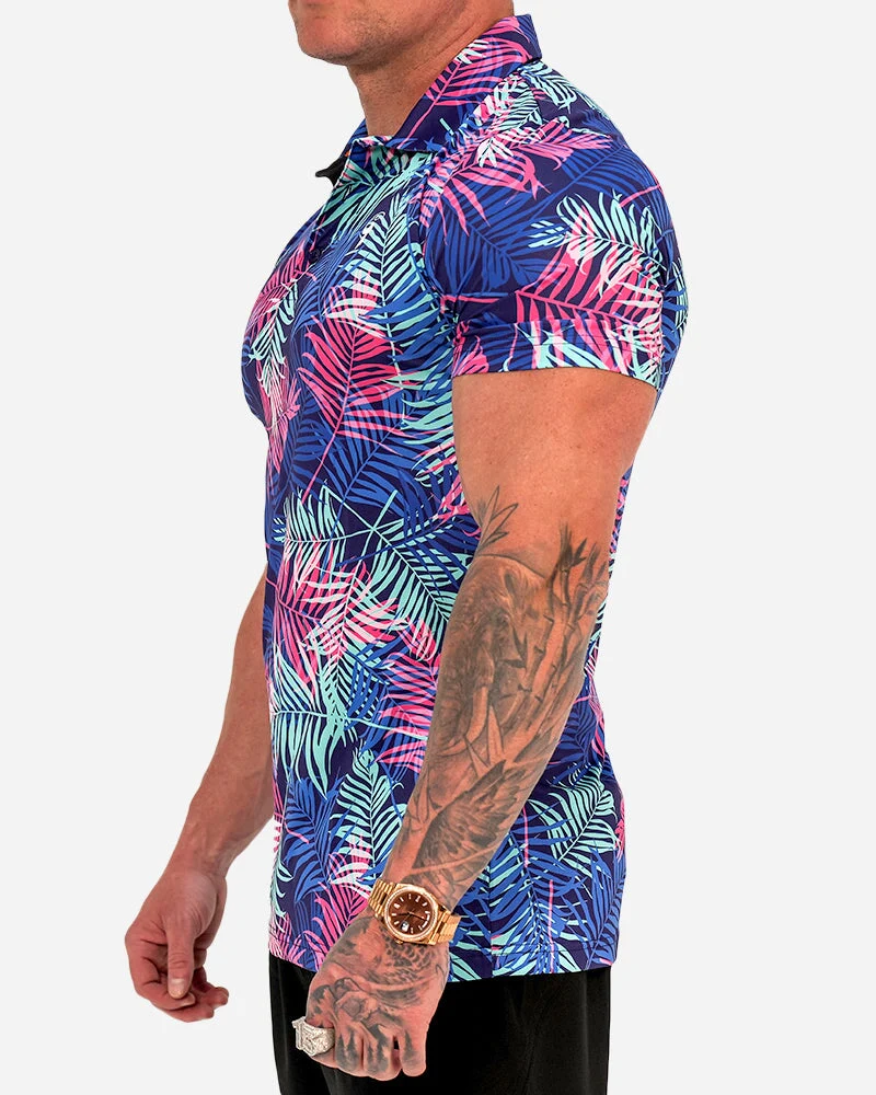 Pink and Blue Palms Polo - Image 5