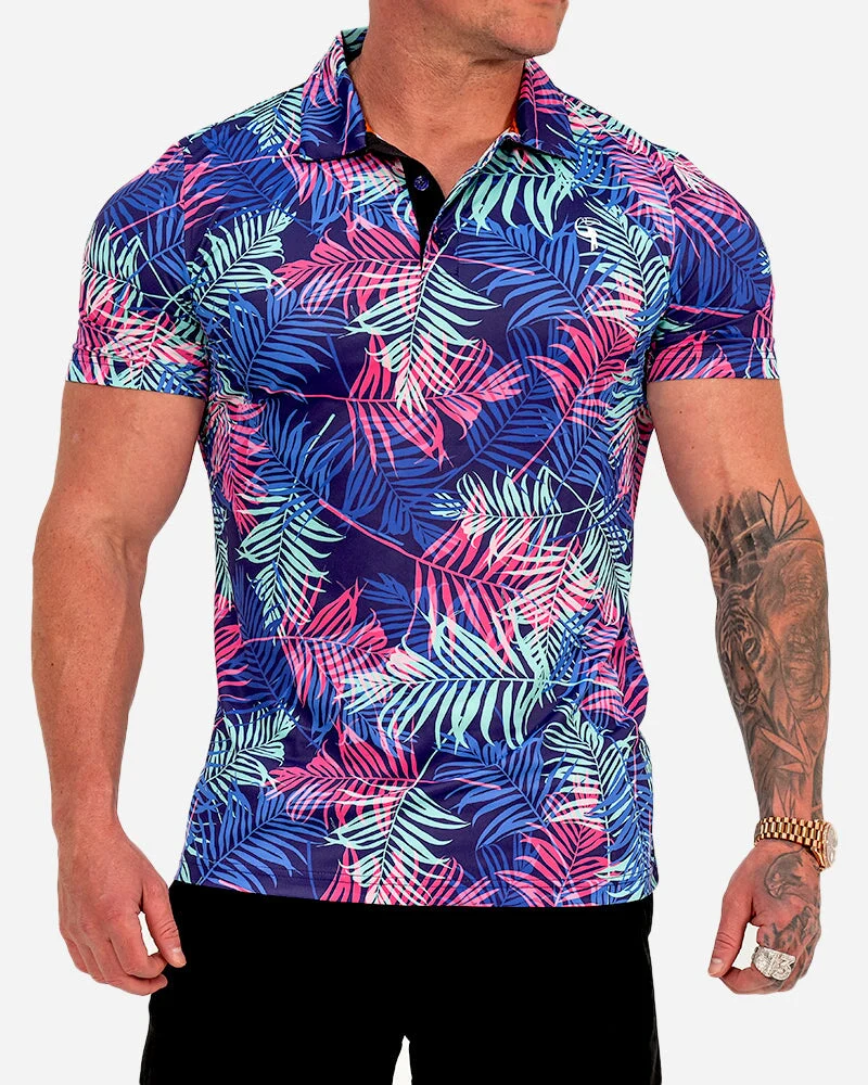Pink and Blue Palms Polo - Image 6