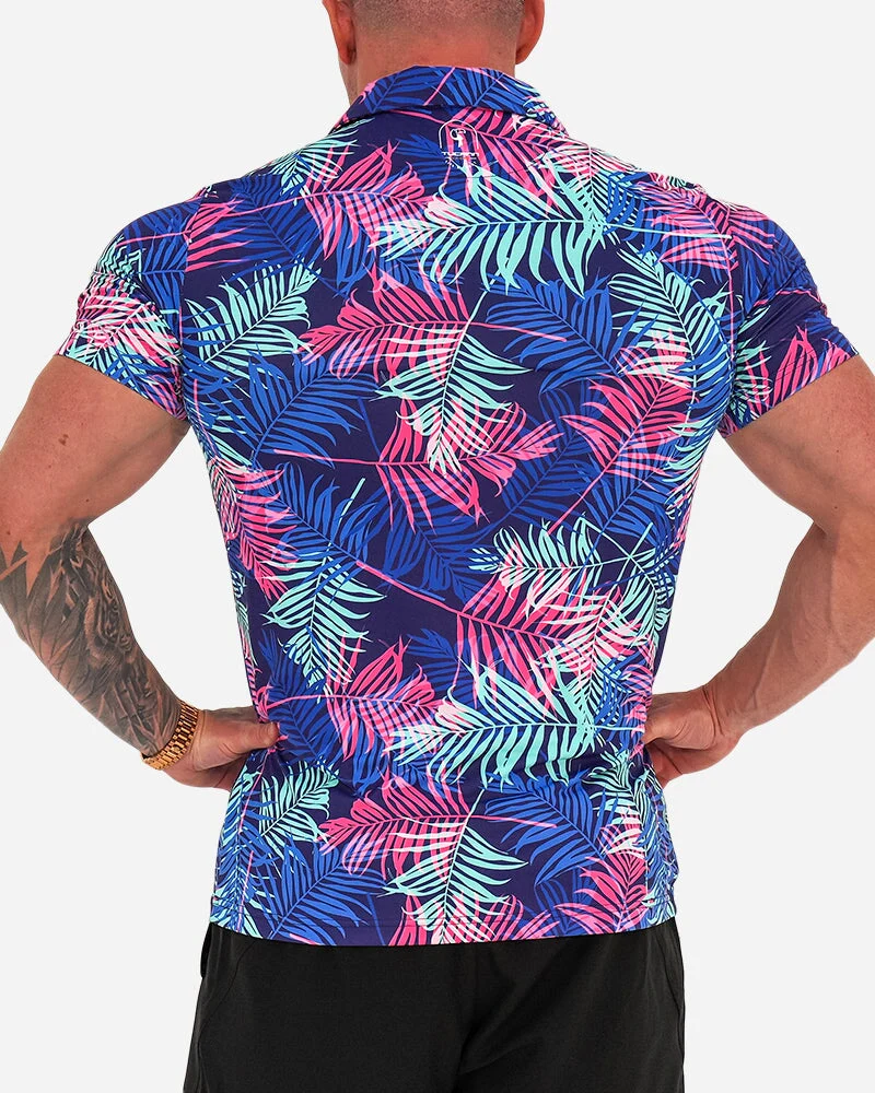 Pink and Blue Palms Polo - Image 7
