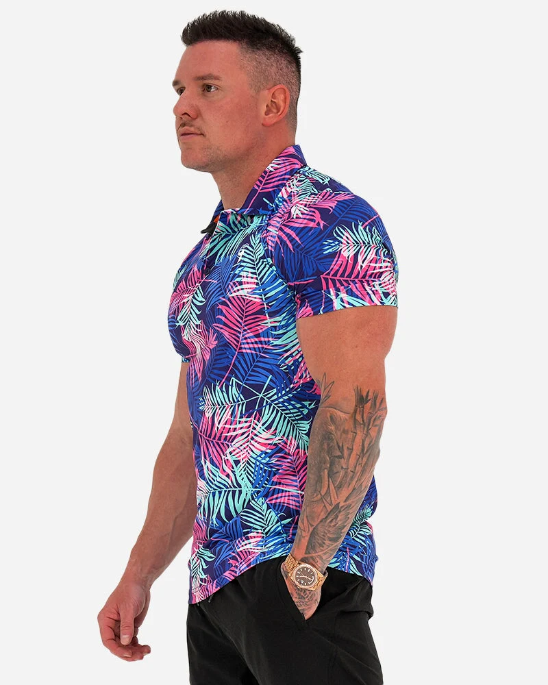 Pink and Blue Palms Polo - Image 8