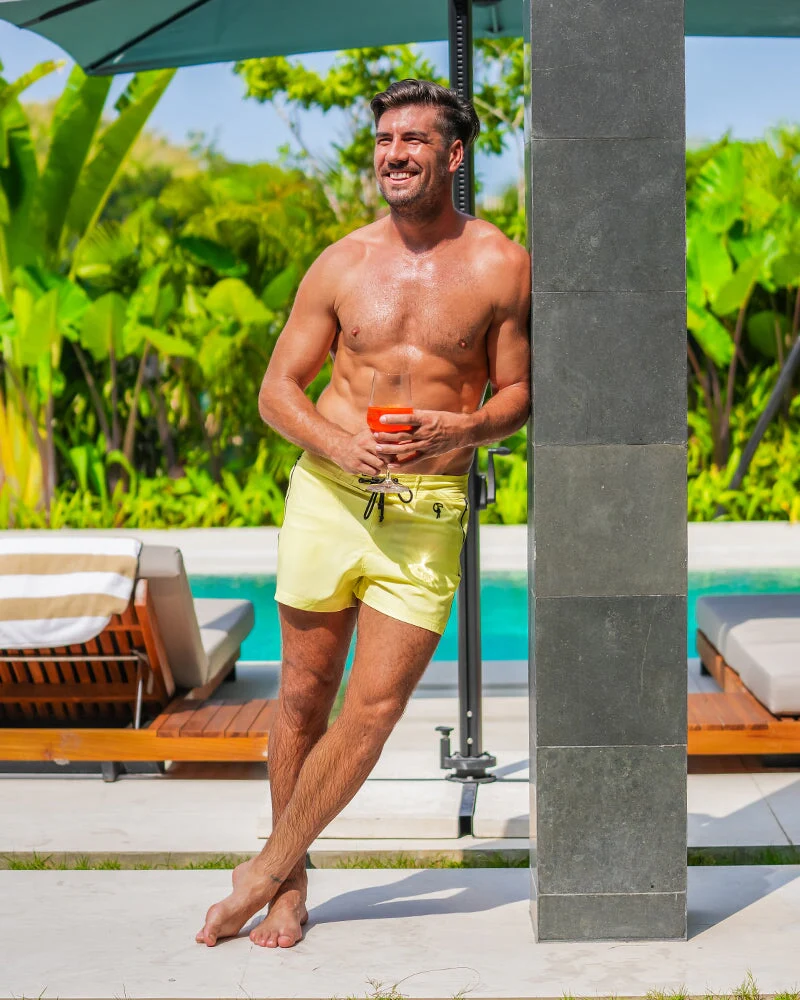 Pure Lemon Yellow 3 Inch Swim Trunks - Image 5