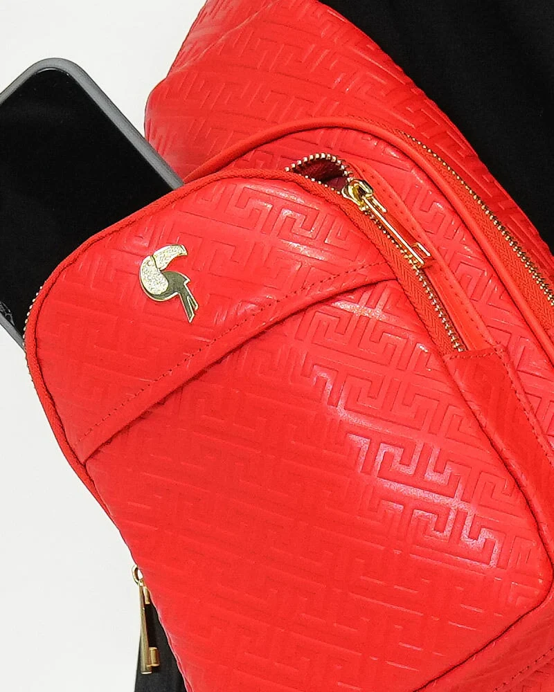 Red Leather Messenger Bag - Image 10