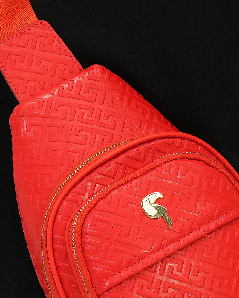 Red Leather Messenger Bag - Image 11