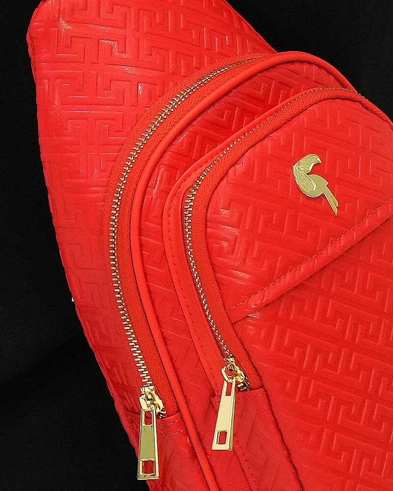 Red Leather Messenger Bag - Image 3