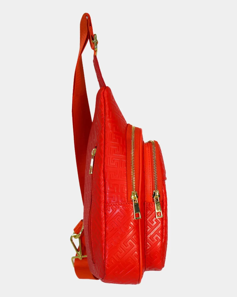 Red Leather Messenger Bag - Image 4