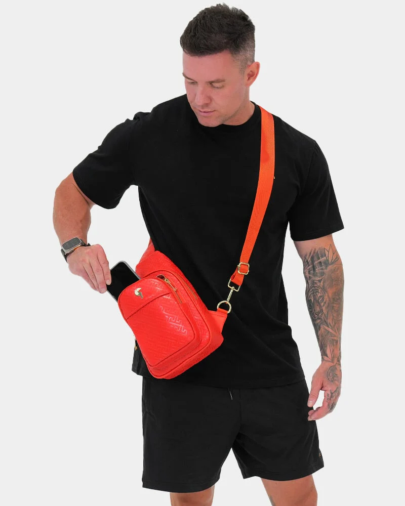 Red Leather Messenger Bag - Image 9