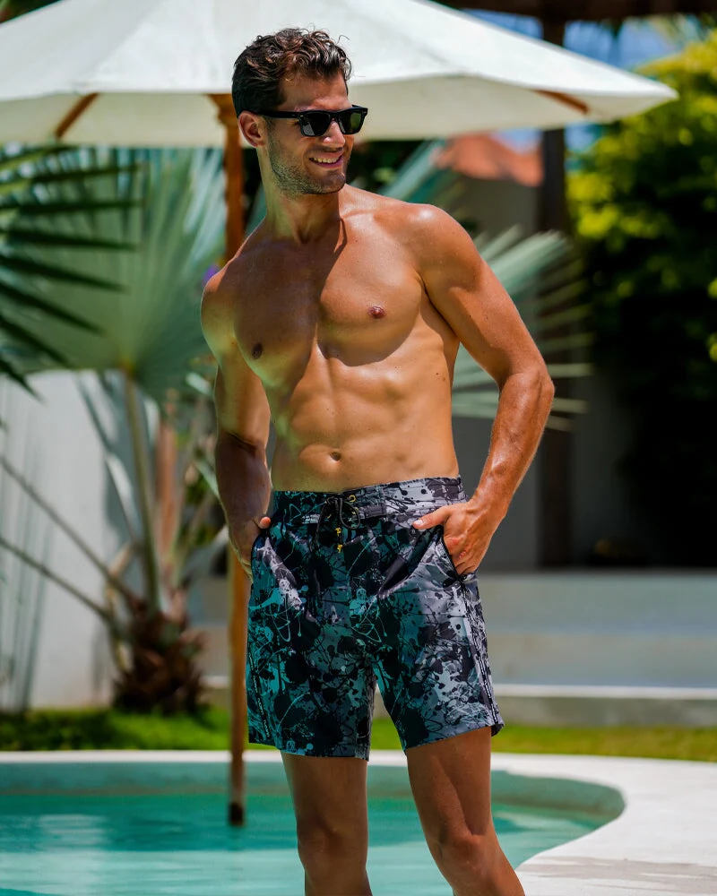 Splatter Swim Shorts Black - 7" - Image 3