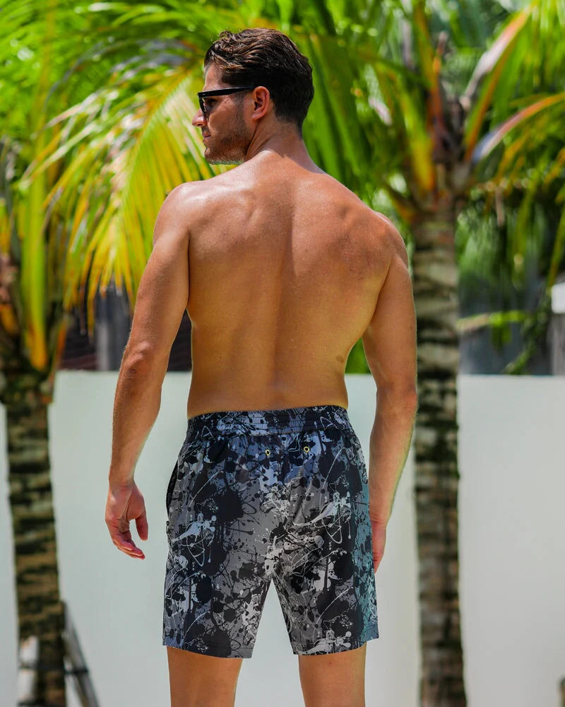 Splatter Swim Shorts Black - 7" - Image 5