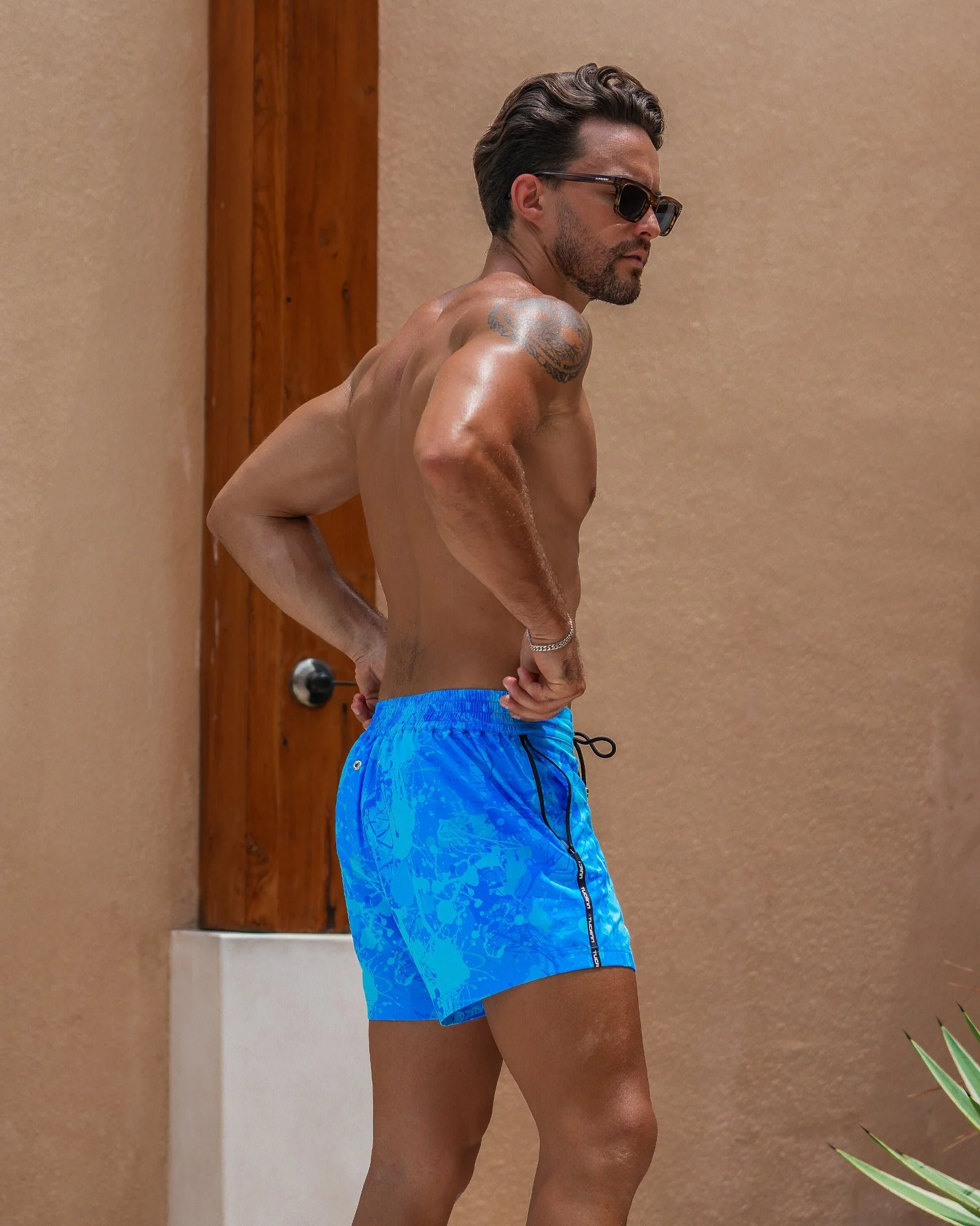 Splatter Swim Shorts Blue - 3" - Image 7