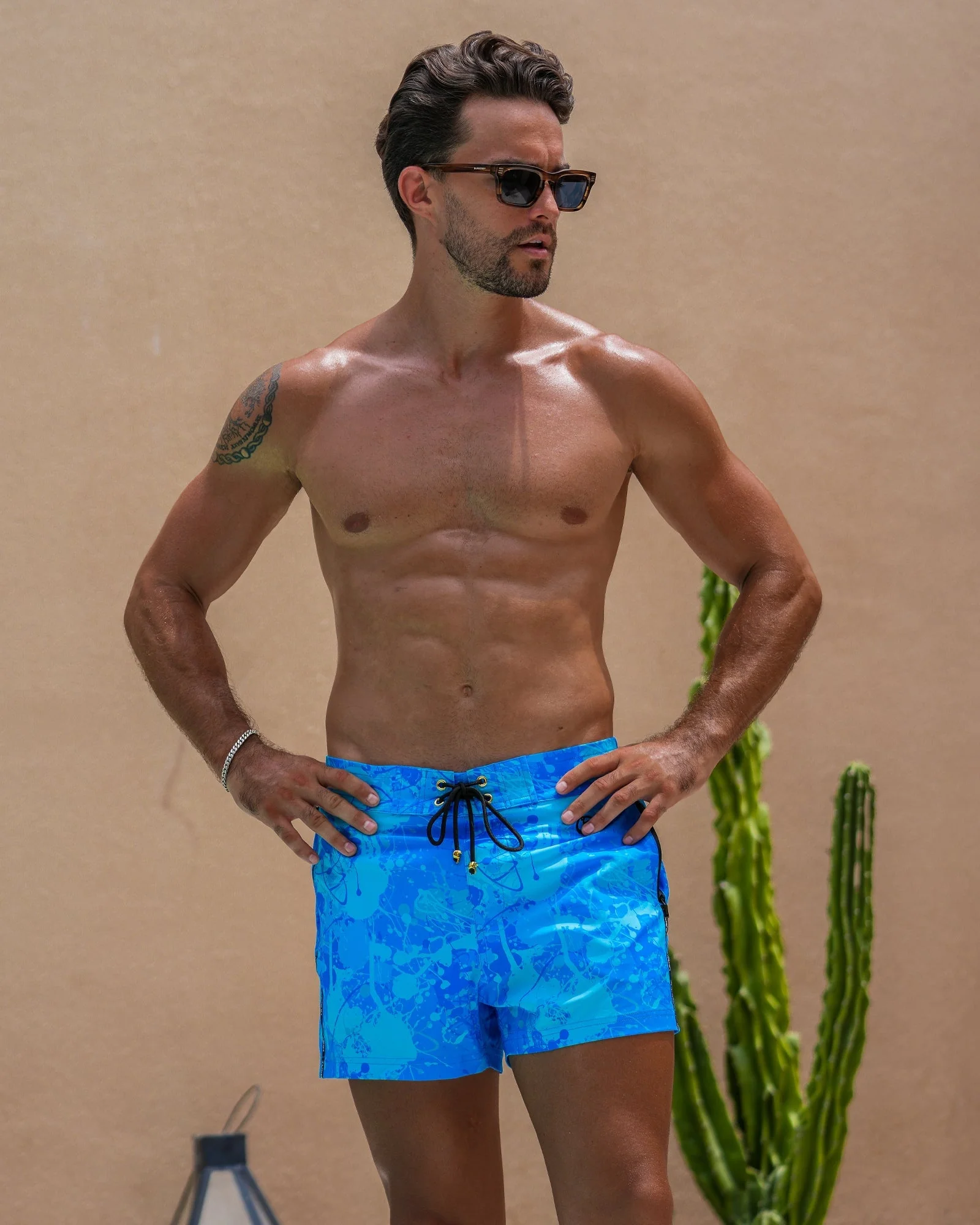 Splatter Swim Shorts Blue - 3" - Image 8