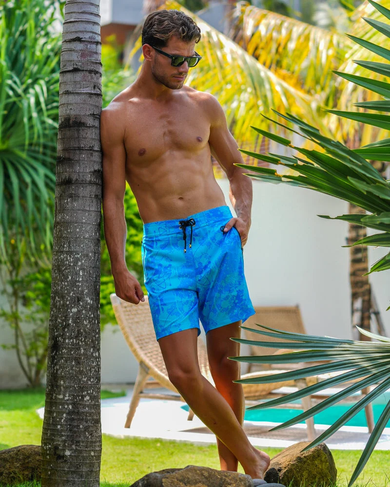 Splatter Swim Shorts Blue - 7" - Image 7