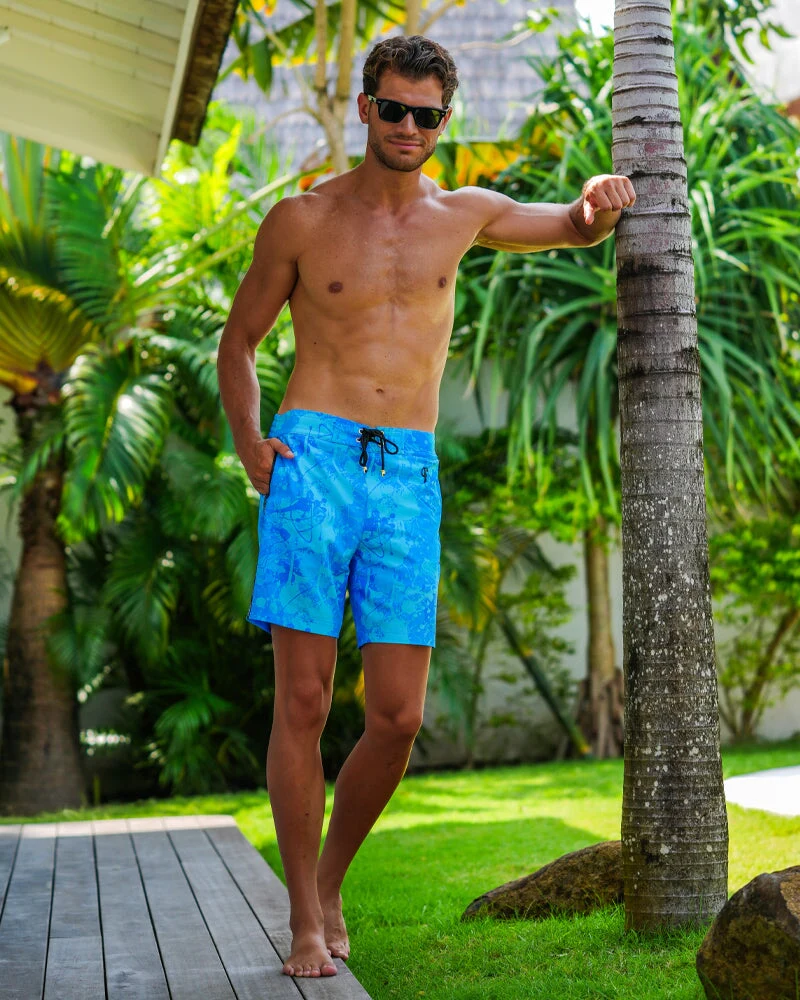 Splatter Swim Shorts Blue - 7" - Image 9