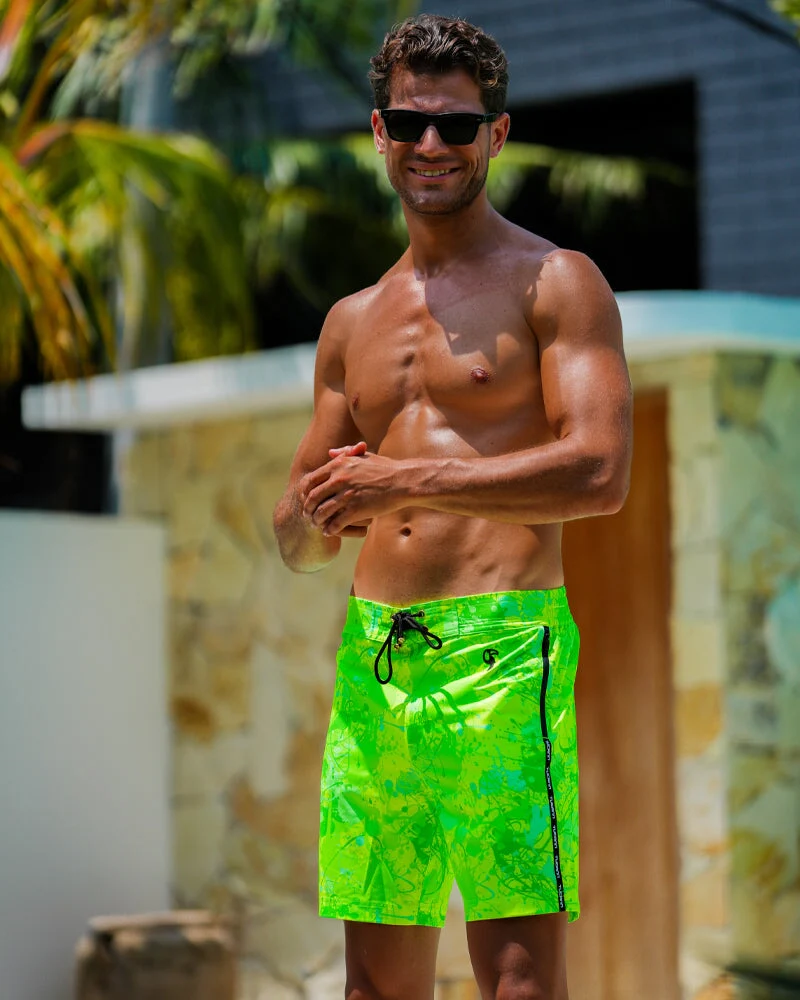Splatter Swim Shorts Green - 7" - Image 7
