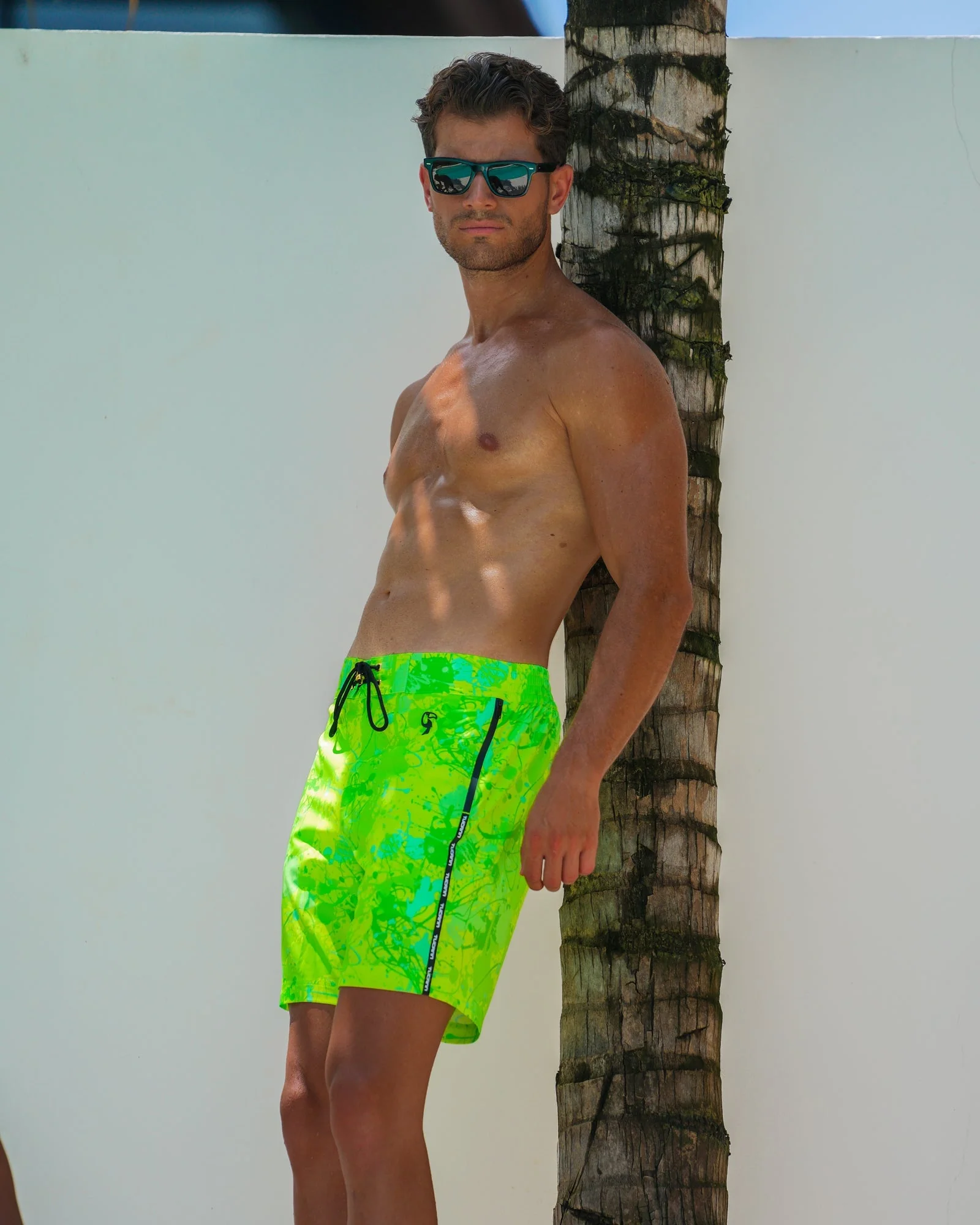 Splatter Swim Shorts Green - 7" - Image 9
