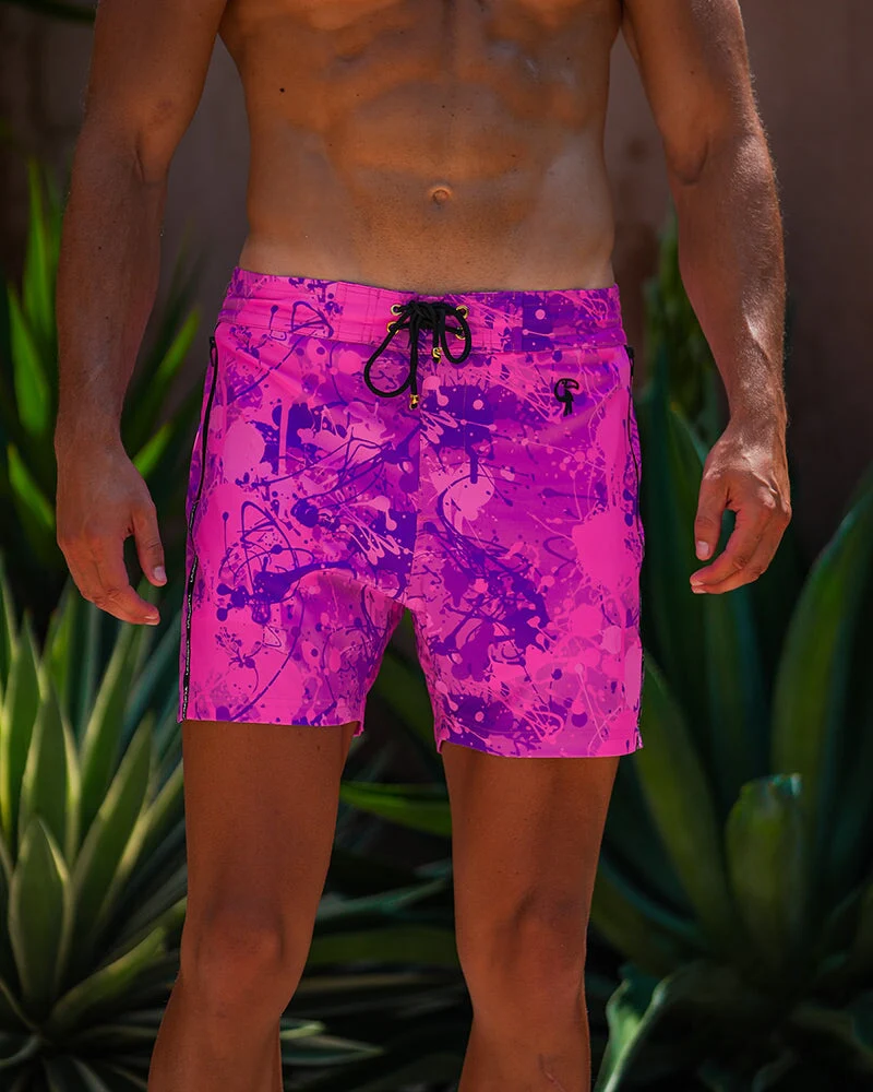 Splatter Swim Shorts Purple - 5" - Image 2
