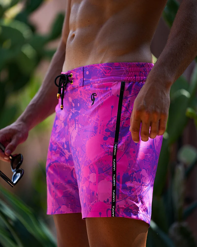 Splatter Swim Shorts Purple - 5" - Image 5