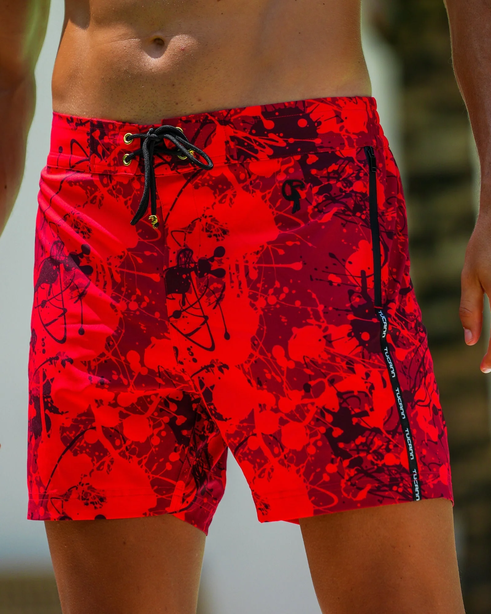 Splatter Swim Shorts Red - 5" - Image 3