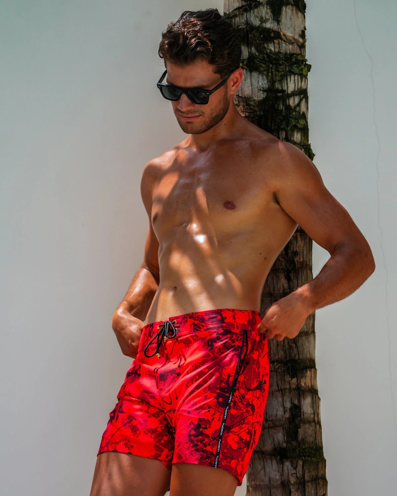 Splatter Swim Shorts Red - 5" - Image 4