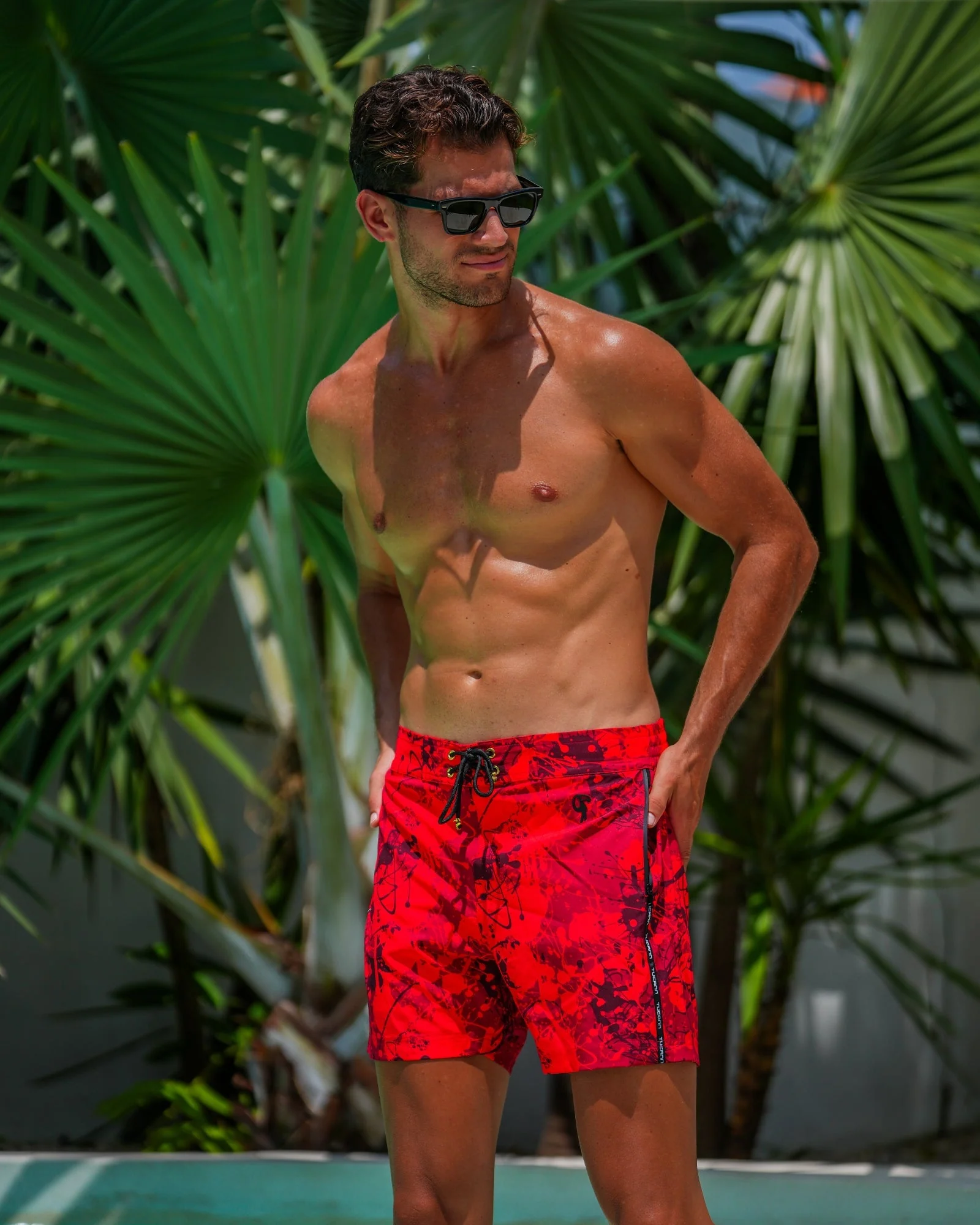 Splatter Swim Shorts Red - 5" - Image 9